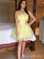 Elegant Yellow Strapless Tulle Simple Cheap Short Homecoming Dresses, HD40