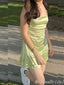 Simple Light Baby Green Spaghetti Straps A-Line Graduation Party Homecoming Dresses  , HD358