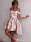 Sexy Strapless High Low Straight Neck A-line Short Homecoming Dresses with Pleats , HD253