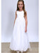 Simple White  A- Line Sleeveless Tulle Cheap Long Flower Girl Dresses ,FG22