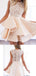 Elegant Jewel Light Pink Sleeveless A-line Short Homecoming Dresses with Ruffles, HD270