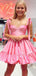 Cute Sexy A-line Pink Sweetheart Ruffles Short Homecoming Dresses , HD239