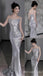 Gorgeous Shiny Sliver Spaghetti Straps Sheath Long Party Dress Prom Dresses,MB10941