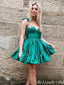 Cute Sexy A-line Green Sweetheart Ruffles Short Homecoming Dresses , HD240