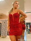 Sexy Red Lace Appliques Lace Up Back Beading Spaghetti Straps Short Homecoming Dresses , HD241