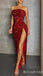 Shiny Strapless High Slit Mermaid Long Party Dress Prom Dresses,MB10943