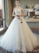 Gorgeous White Strapless Lace Appliques A-line Wedding Dresses with Trailing,MB10938