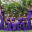 Purple Off Shoulder Mermaid Long Bridesmaid Dresses ,BD208