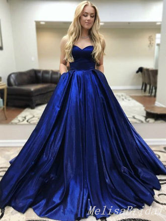 Blue Sweetheart A-line Evening Gown Maxi Long Evening Party Prom Dresses,MB707