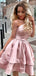 Sexy PInk A-line Charming One Shoulder Short Homecoming Dresses with Ruffles, HD244