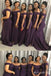 Dark Purple Off Shoulder Mermaid Long Bridesmaid Dresses ,BD209