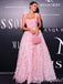 Stunning Pink Front Slit Floral A-line Long Party Dress Prom Dresses,MB10945