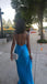 Sexy Open Back Blue V-neck Mermaid Spaghetti Straps Long Evening Gown Prom Dresses ,MB198