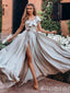 Newest Elegant Sexy High Slit A-Line Evening Gown Long Formal Dresses Prom Dresses With Pleats,MB394