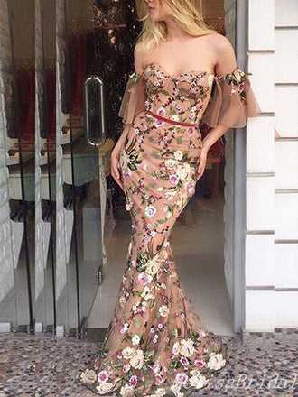 Sexy Off-The-Shoulder Sweetheart Sheath Evening Gown Maxi Long Formal Dresses Prom Dresses ,MB433