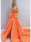 Sexy Bright Orange Sequin Strapless Side Slit Mermaid Long Evening Prom Dresses,MB98