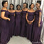 Dark Purple Off Shoulder Mermaid Long Bridesmaid Dresses ,BD209