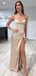 Elegant Ivory White Lace Up Back Side Slit Sweetheart Pleats Mermaid Long Prom Dresses,MB13