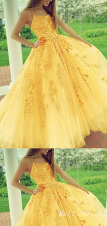 Charming Elegant Multi Straps A-line Tulle Lace Appliques Evening Gown Long Prom Dresses,MB339