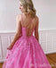 Gorgeous Spaghetti Straps Lace up Back Lace Appliques A-line Long Party Dress Prom Dresses ,MB10951