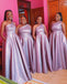 Sexy Pink One Shoulder Simple Cheap A-Line Long Bridesmaid Dresses ,BD162