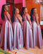 Sexy Pink One Shoulder Simple Cheap A-Line Long Bridesmaid Dresses ,BD162