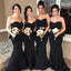 Elegant Black V Neck Simple Cheap Mermaid Long Bridesmaid Dresses ,BD183