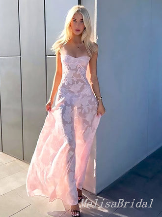 Elegant Spaghetti Straps Lace Appliques Mermaid Sleeveless Cheap Simple Evening Prom Dresses,MB163