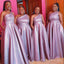 Sexy Pink One Shoulder Simple Cheap A-Line Long Bridesmaid Dresses ,BD162