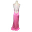 Elegant pink Side Slit Criss-Cross back Spaghetti Strap Ruffle Mermaid Long Prom Dresses,MB14