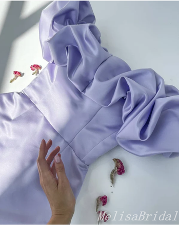 Purple Strapless Mermaid Graduation Party Short Homecoming Dresses With Ruffles, HD374