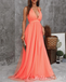 Sexy Elegant A-line Spaghetti Straps Plunging Deep V-neck Tulle Evening Gown Long Formal Dresses Prom Dresses ,MB356