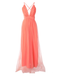 Sexy Elegant A-line Spaghetti Straps Plunging Deep V-neck Tulle Evening Gown Long Formal Dresses Prom Dresses ,MB356