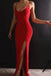 Stylish Sexy Red Spaghetti Straps Mermaid Side Slit Long Party Dress Prom Dresses ,MB10958