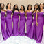 Sexy Purple Spaghetti Straps Sequin Simple Cheap Mermaid Long Bridesmaid Dresses ,BD164