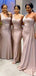 Elegant Pink Off Shpoulder V Neck Tulle Beading Simple Cheap Mermaid Long Bridesmaid Dresses ,BD143