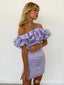 Purple Strapless Mermaid Graduation Party Short Homecoming Dresses With Ruffles, HD374