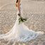 Elegant White Illusion Lace Appliques Tulle Mermaid Long Wedding Dresses,WD52