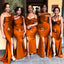 Mismached Orange Side Slit Simple Cheap Mermaid Long Bridesmaid Dresses ,BD184