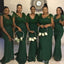 Tulle Illusion Green Mermaid Long Bridesmaid Dresses ,BD211