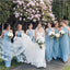 Charming Halter Blue Chiffon Floor Length Cheap Bridesmaid Dresses,BD15