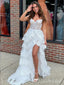 Sexy Off Shoulder Lace Appliques Sweetheart Side Slit Evening Gown Long Prom Dresses,MB235