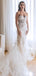 Elegant White Illusion Lace Appliques Tulle Mermaid Long Wedding Dresses,WD52