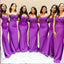 Sexy Purple Spaghetti Straps Sequin Simple Cheap Mermaid Long Bridesmaid Dresses ,BD164