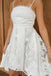 Elegant White High Low Lace Appliques Spaghetti Straps A-Line Graduation Party Homecoming Dresses, HD339