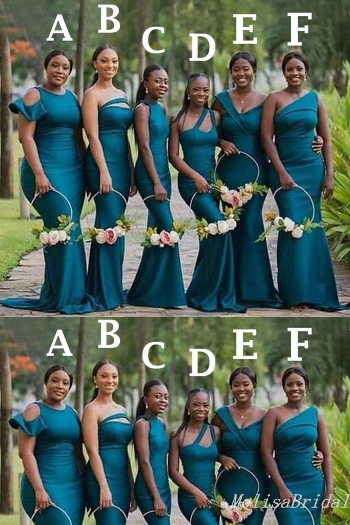 Mismatched Blue Mermaid Long Bridesmaid Dresses ,BD212