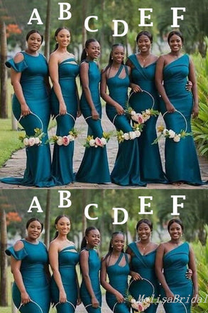 Mismatched Blue Mermaid Long Bridesmaid Dresses ,BD212