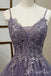 Gorgeous Grape Lace Appliques A-line Long Party Dress Prom Dresses  ,MB10960