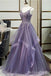 Gorgeous Grape Lace Appliques A-line Long Party Dress Prom Dresses  ,MB10960