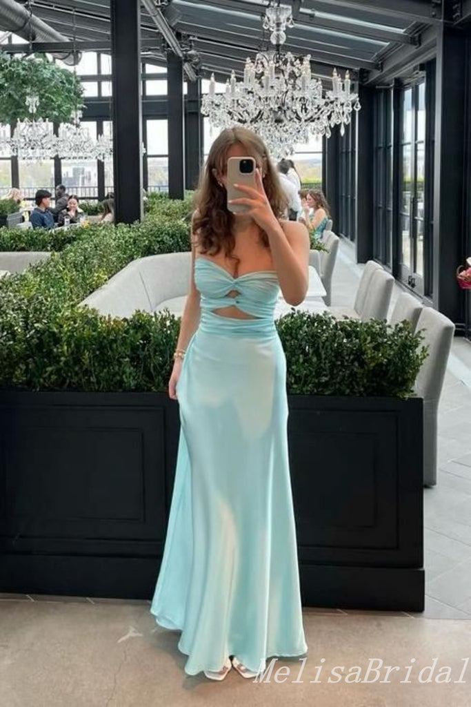 Elegant Blue Strapless Sweetheart A-line Prom Dress ,MB10963